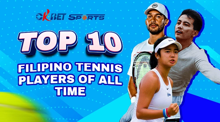 Filipino tennis player a image of 3 tennis player with text